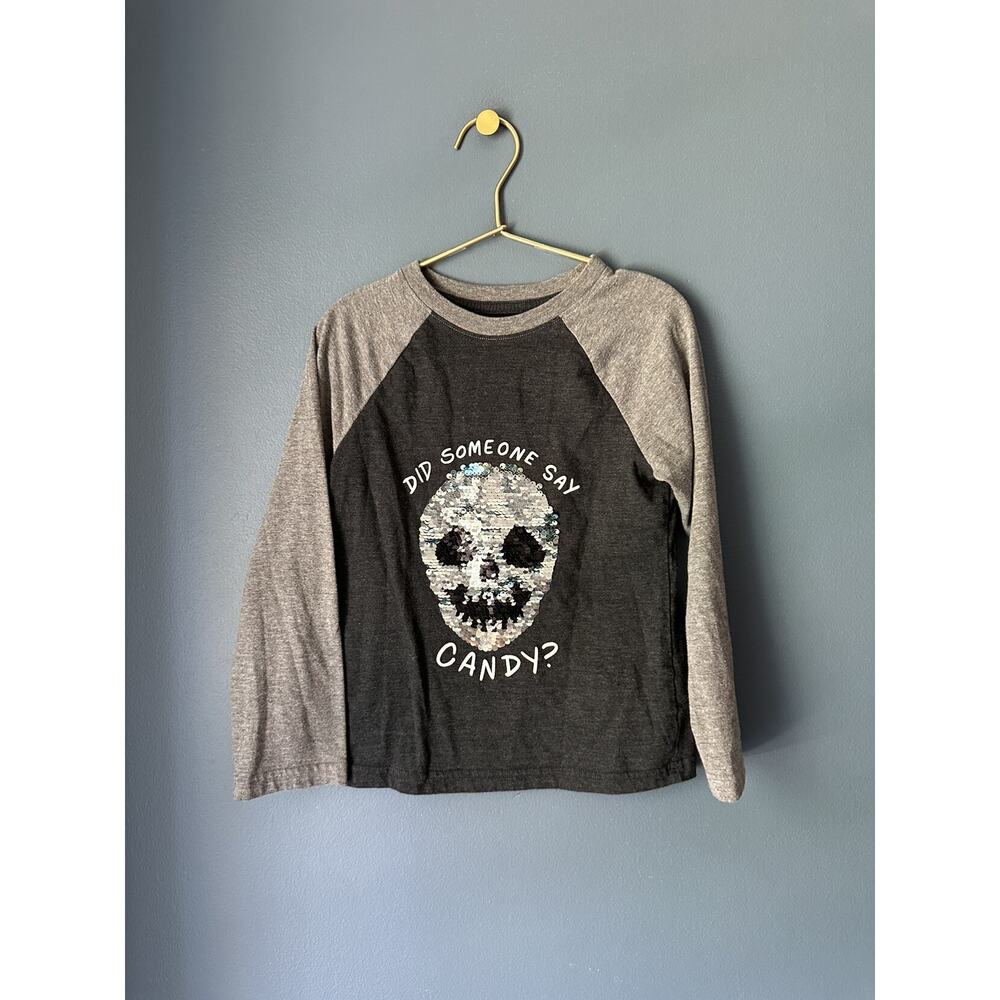 Sequin Skull Baseball Tee‎